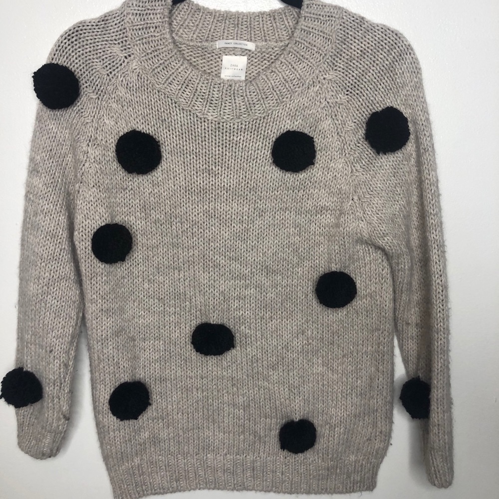Zara Knitwear Fancy Collection Puff Ball Sweater
